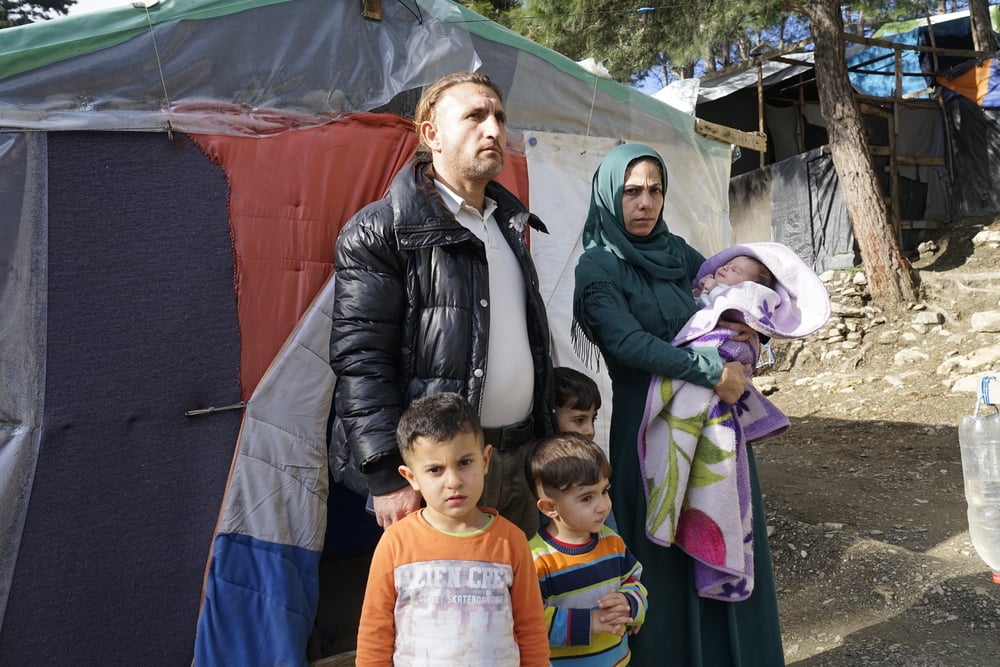 Mohammed y Sharide vivían en Damasco, Siria, pero tuvieron que huir por la guerra. Hace un año que llegaron a la isla griega de Samos junto a sus tres hijos.  Grecia, enero de 2021