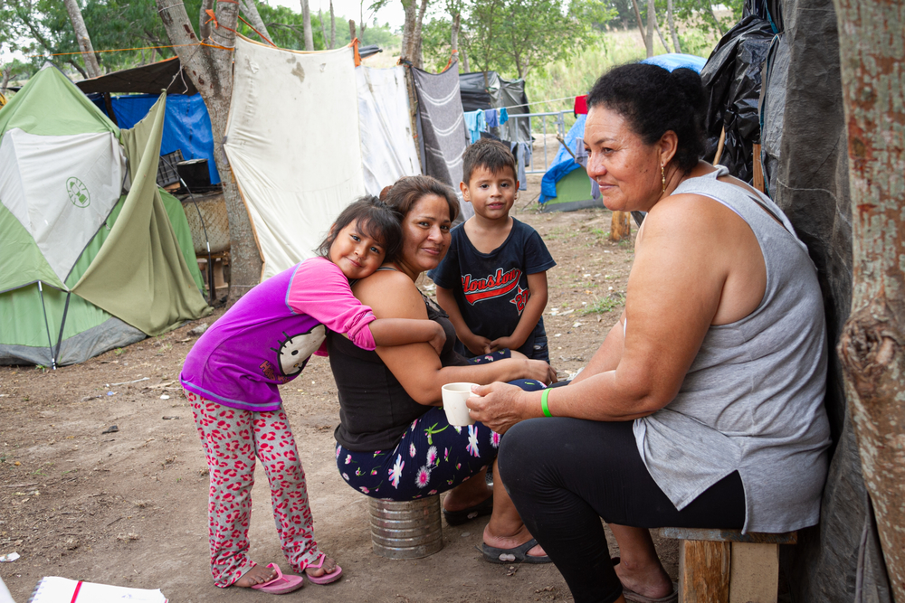 Mujeres con sus familias viven en el campamento de solicitantes de asilo en Matamoros, a la espera de una respuesta. 09/04/2020MSF/Arlette Blanco