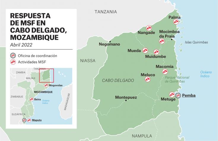 Respuesta de MSF en Cabo Delgado, Mozambique MAPA Abril 2022