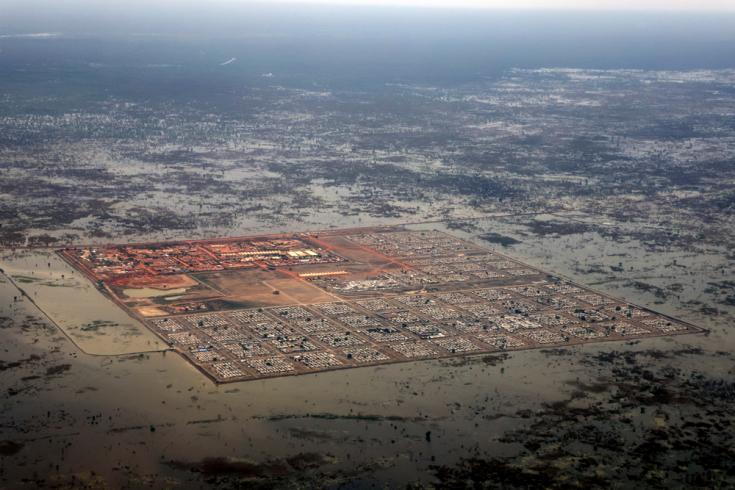 Vista área del campo para personas desplazadas internamente en Bentiu, Sudán del Sur, tras las inundaciones