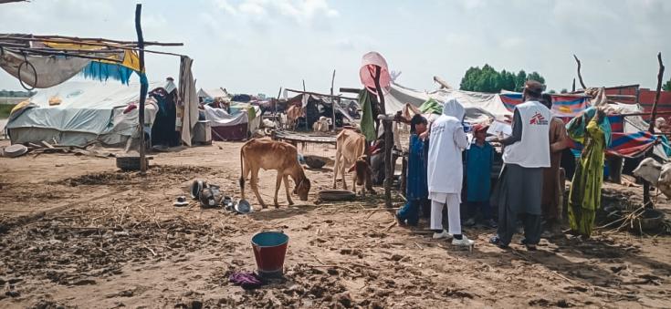 Personal de MSF asistiendo a personas afectadas por las inundaciones en Pakistán