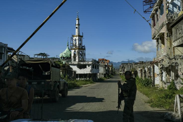 Ciudad de Marawi, Lanao del Sur. Los escombros y las estructuras acribilladas son restos del asedio de 2017 en la ciudad islámica de Marawi.