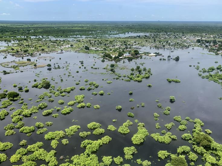 Vista aérea de las inundaciones en Pibor, Sudán del Sur. 4 de septiembre de 2020.