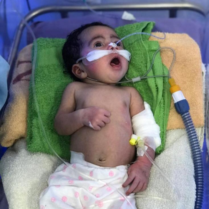 Uno de los pequeños paciente que atendimos en nuestra enfermería neonatal en Yemen.