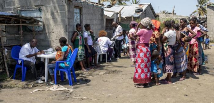 Una de nuestras clínicas móviles en el suburbio de Praia Nova, en la zona de Beira, Mozambique.Pablo Garrigos/MSF