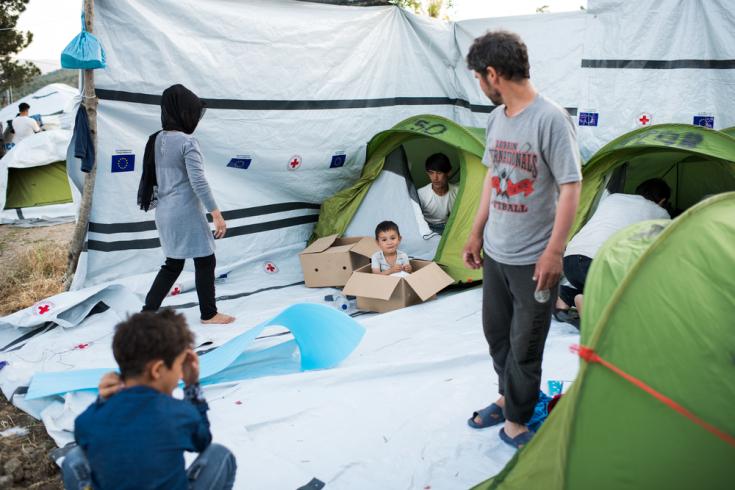 Refugiados en Moria, la isla griega de Lesbos