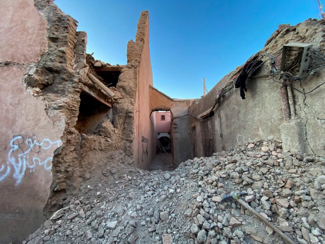 Vista general de los daños en la histórica ciudad de Marrakesh, tras el fuerte terremoto en Marruecos, 9 de septiembre de 2023.